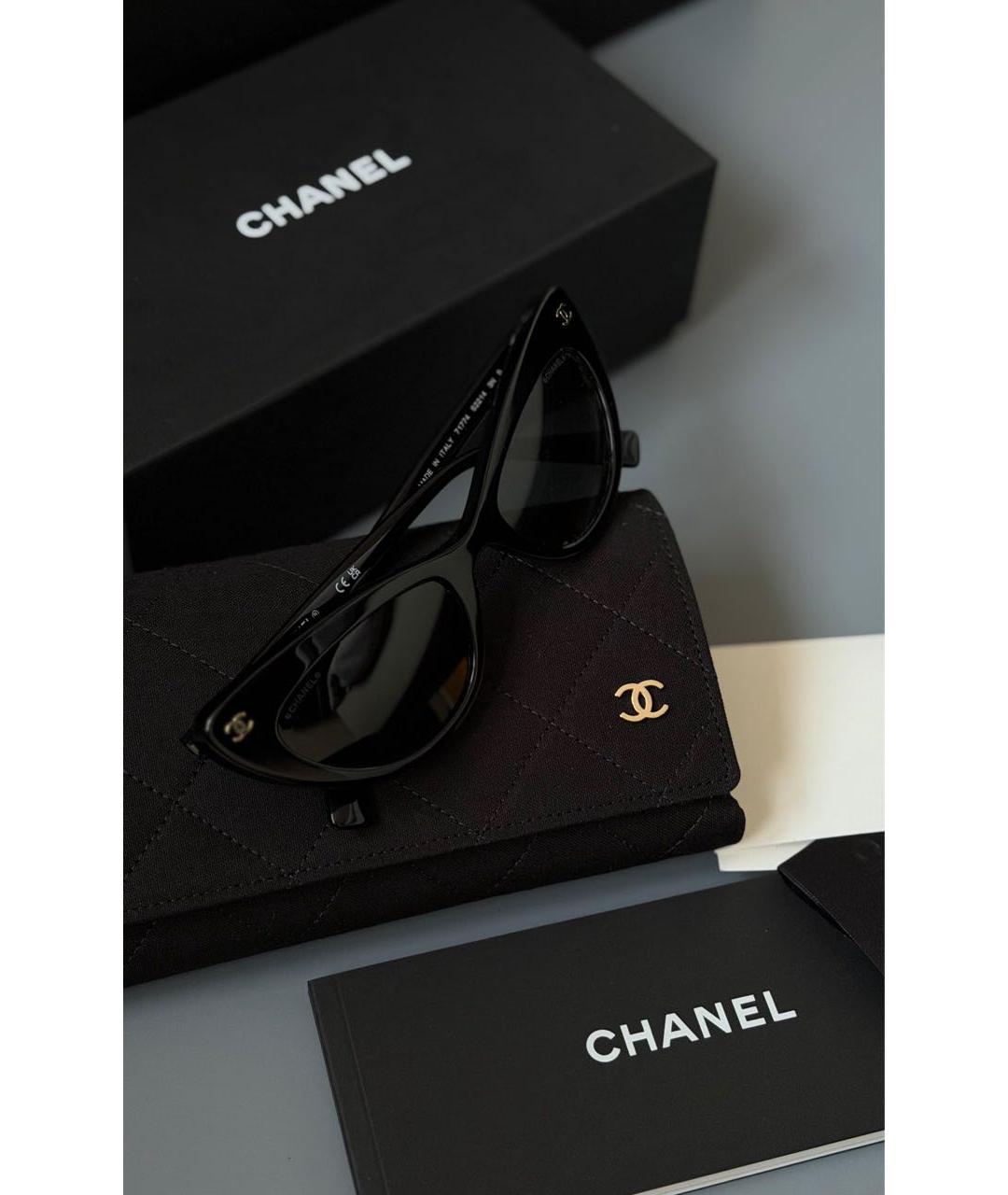 CHANEL Черные пластиковые солнцезащитные очки, фото 2