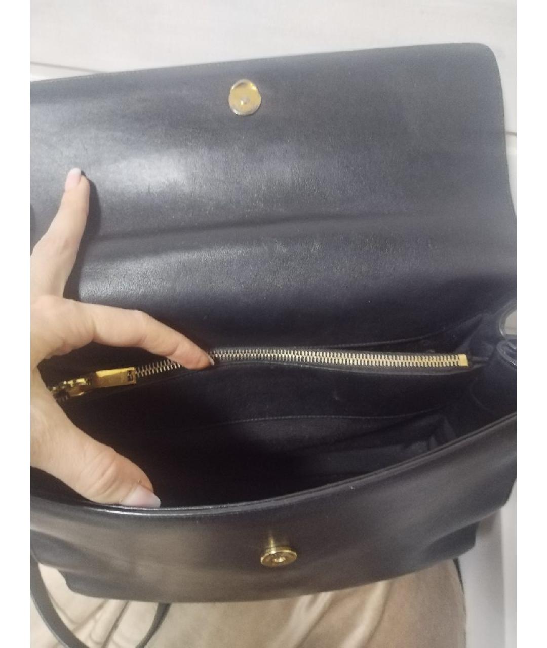 SAINT LAURENT Черная кожаная сумка через плечо, фото 4