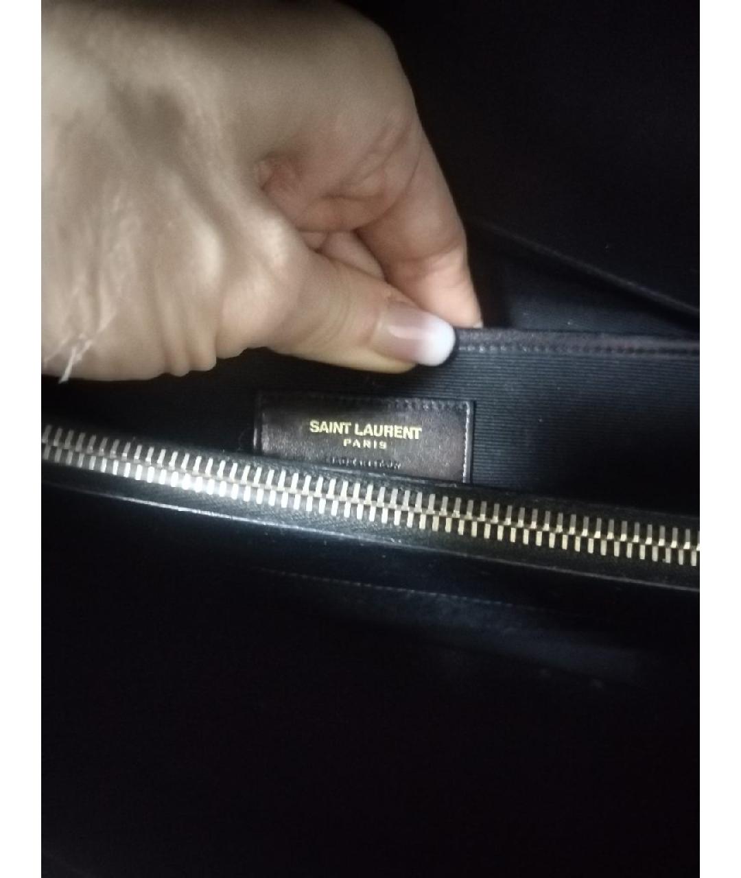 SAINT LAURENT Черная кожаная сумка через плечо, фото 5