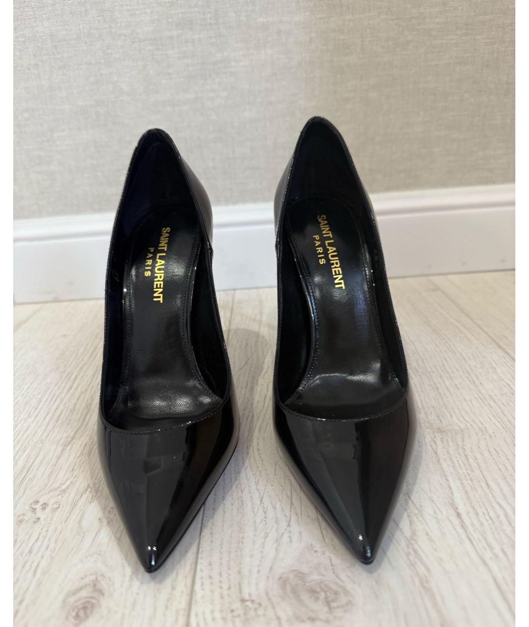 SAINT LAURENT Черные туфли из лакированной кожи, фото 2