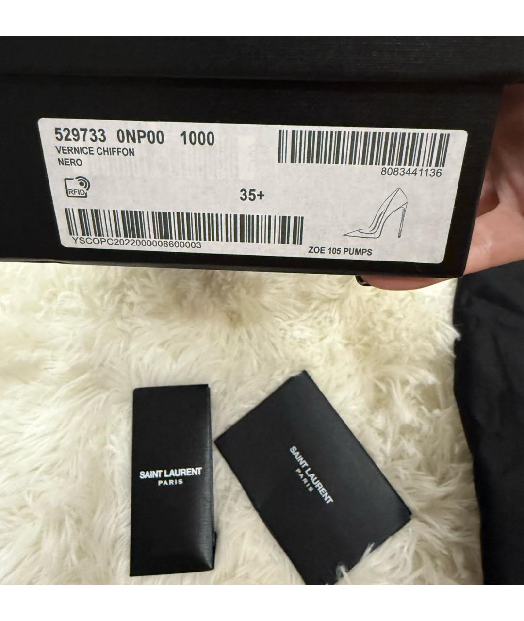 SAINT LAURENT Черные туфли из лакированной кожи, фото 7