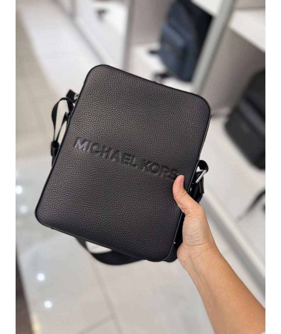 MICHAEL KORS Черная кожаная сумка на плечо, фото 4