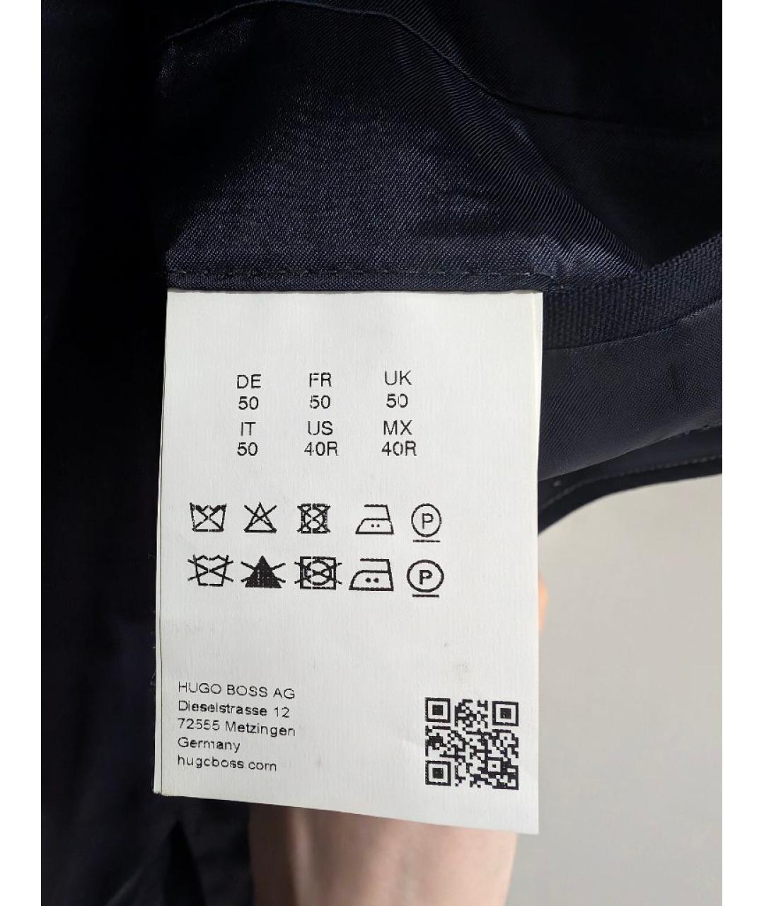 HUGO BOSS Темно-синий шерстяной пиджак, фото 6
