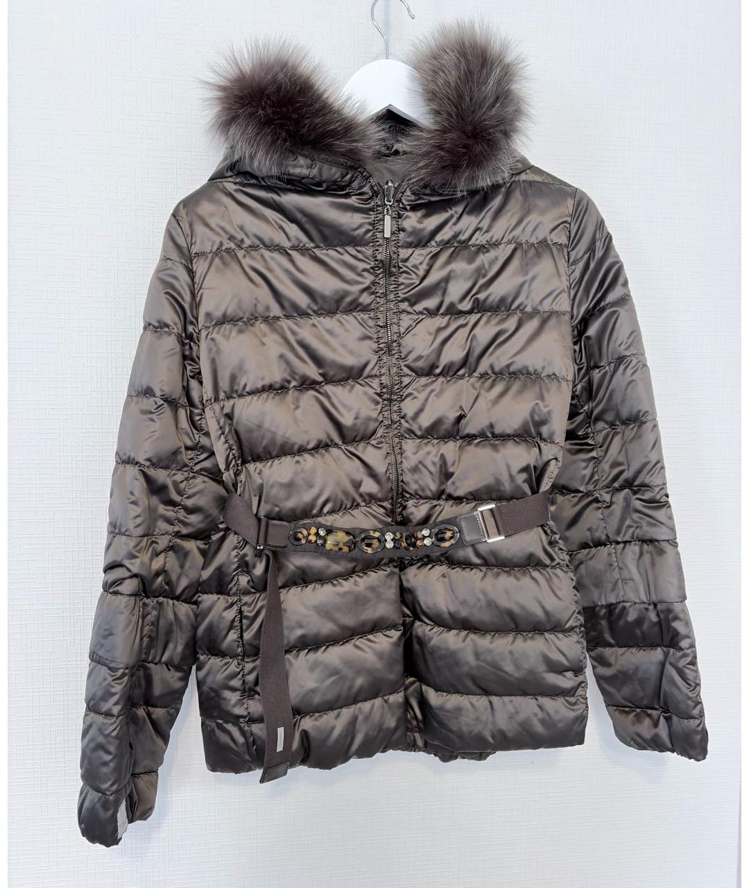 'S MAX MARA Коричневый полиамидовый пуховик, фото 6
