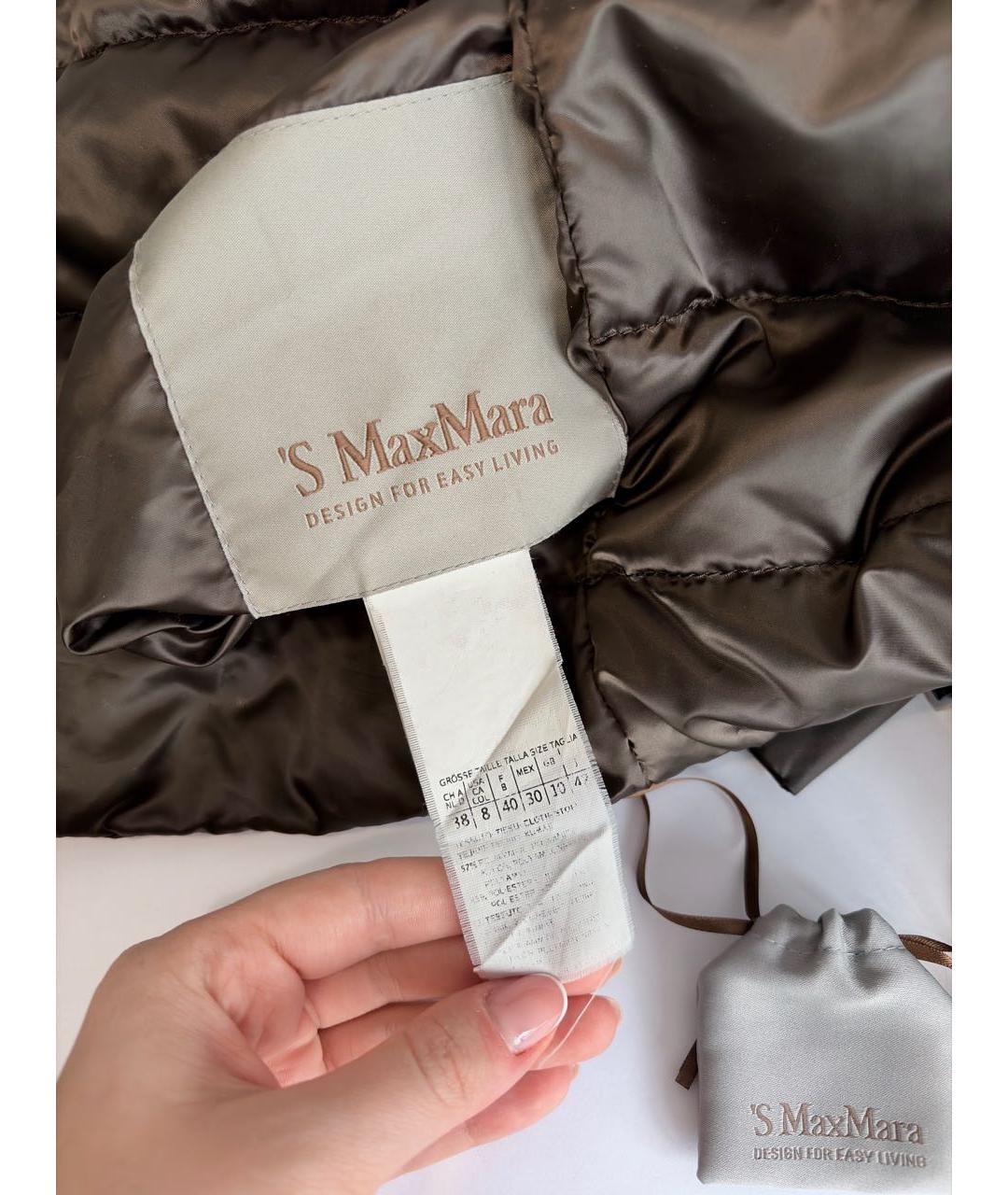 'S MAX MARA Коричневый полиамидовый пуховик, фото 8