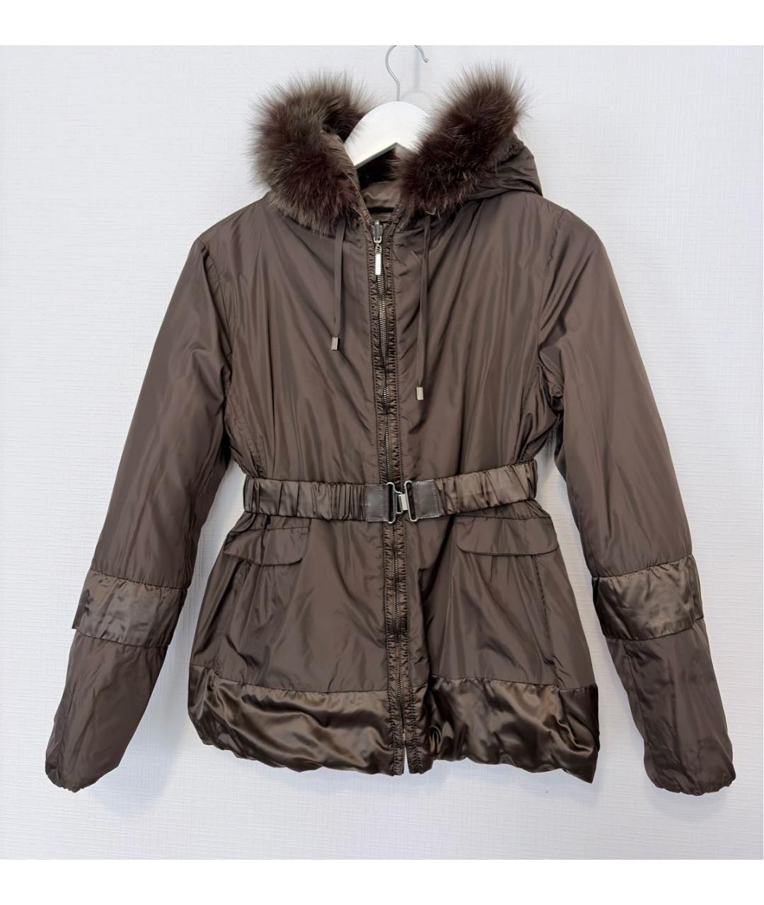 'S MAX MARA Коричневый полиамидовый пуховик, фото 2