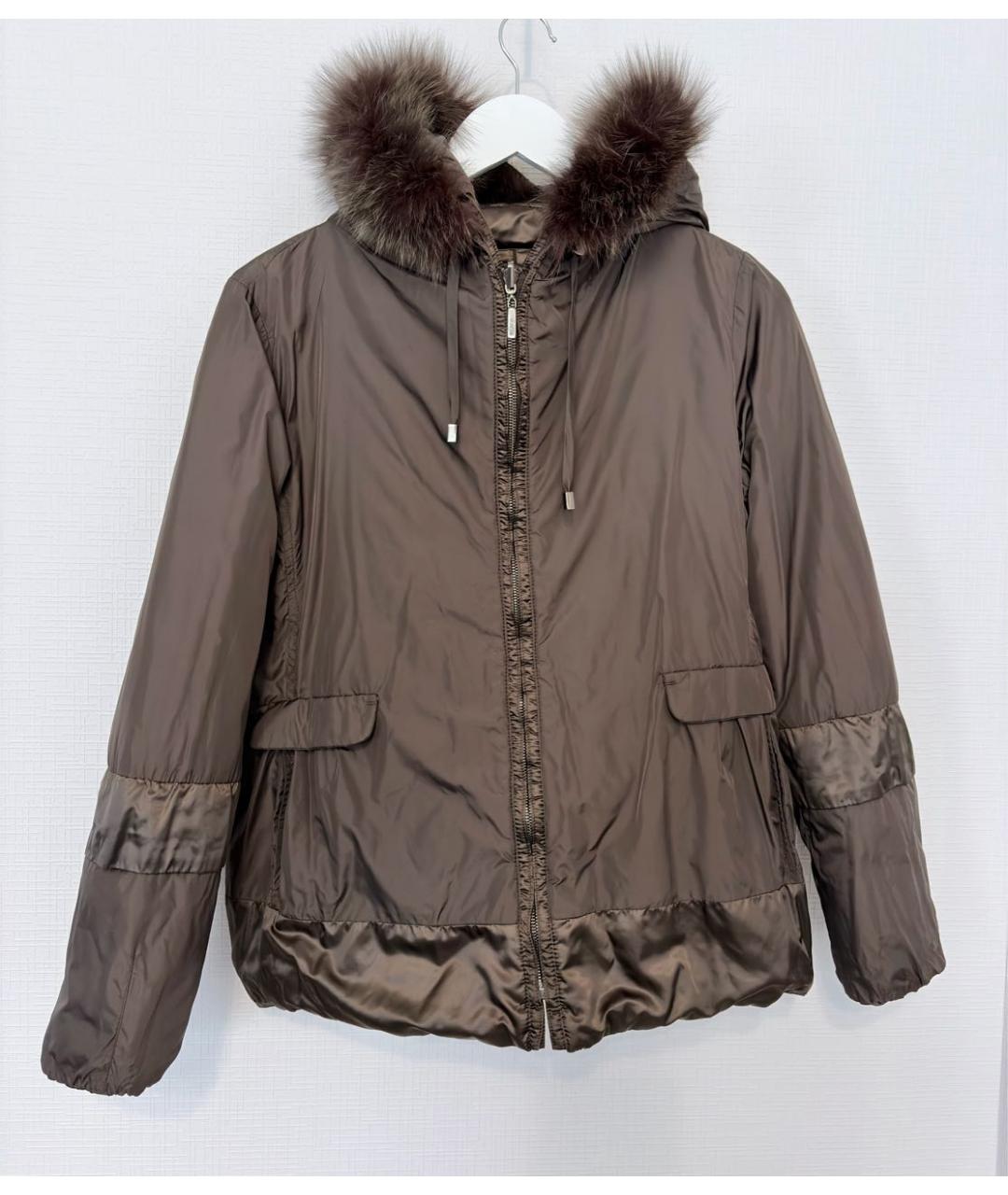 'S MAX MARA Коричневый полиамидовый пуховик, фото 3