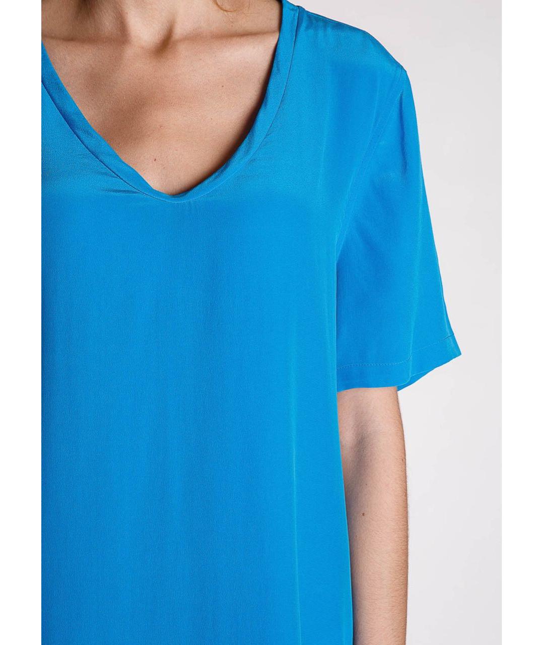 EQUIPMENT Синее шелковое повседневное платье, фото 4