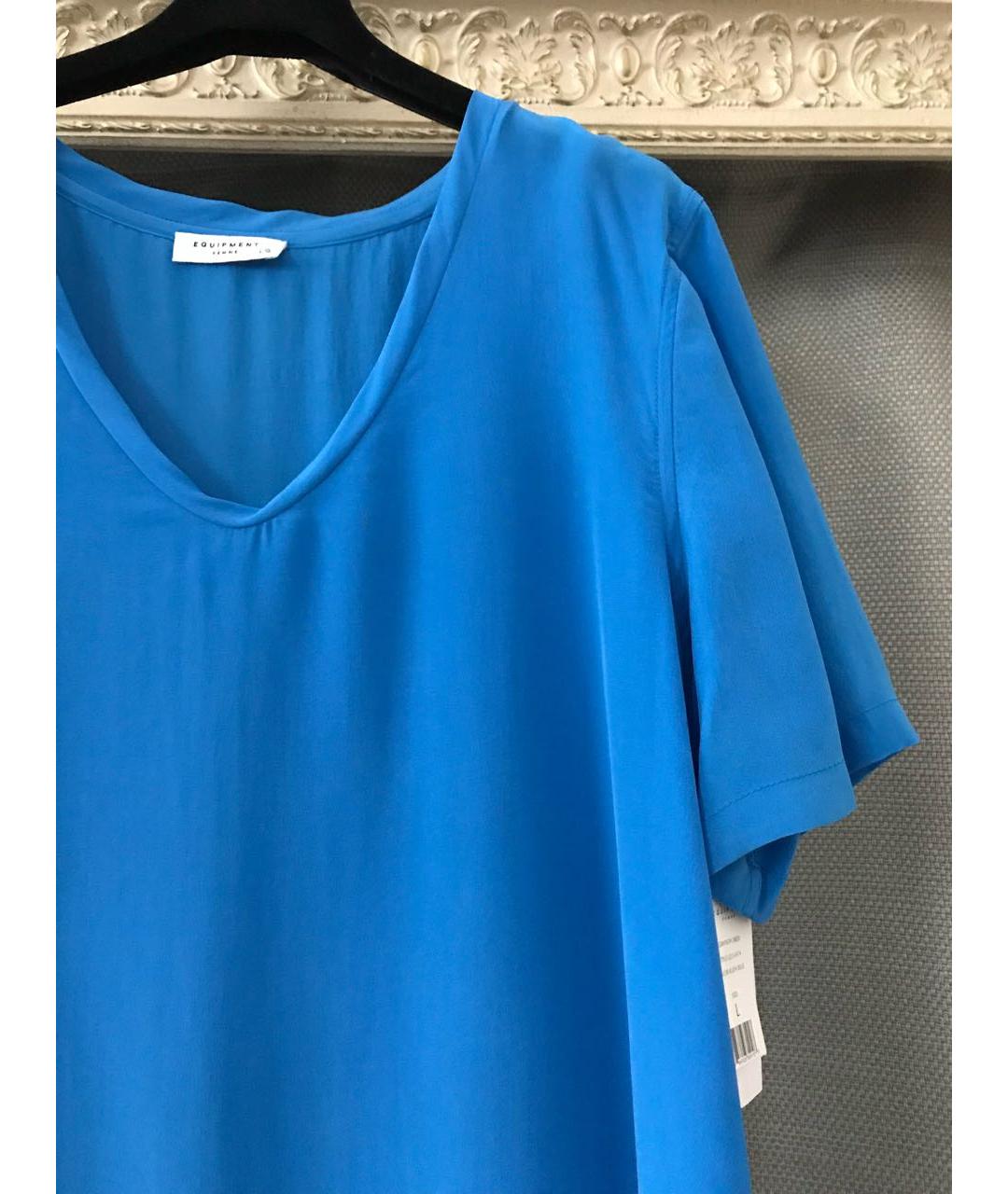 EQUIPMENT Синее шелковое повседневное платье, фото 7