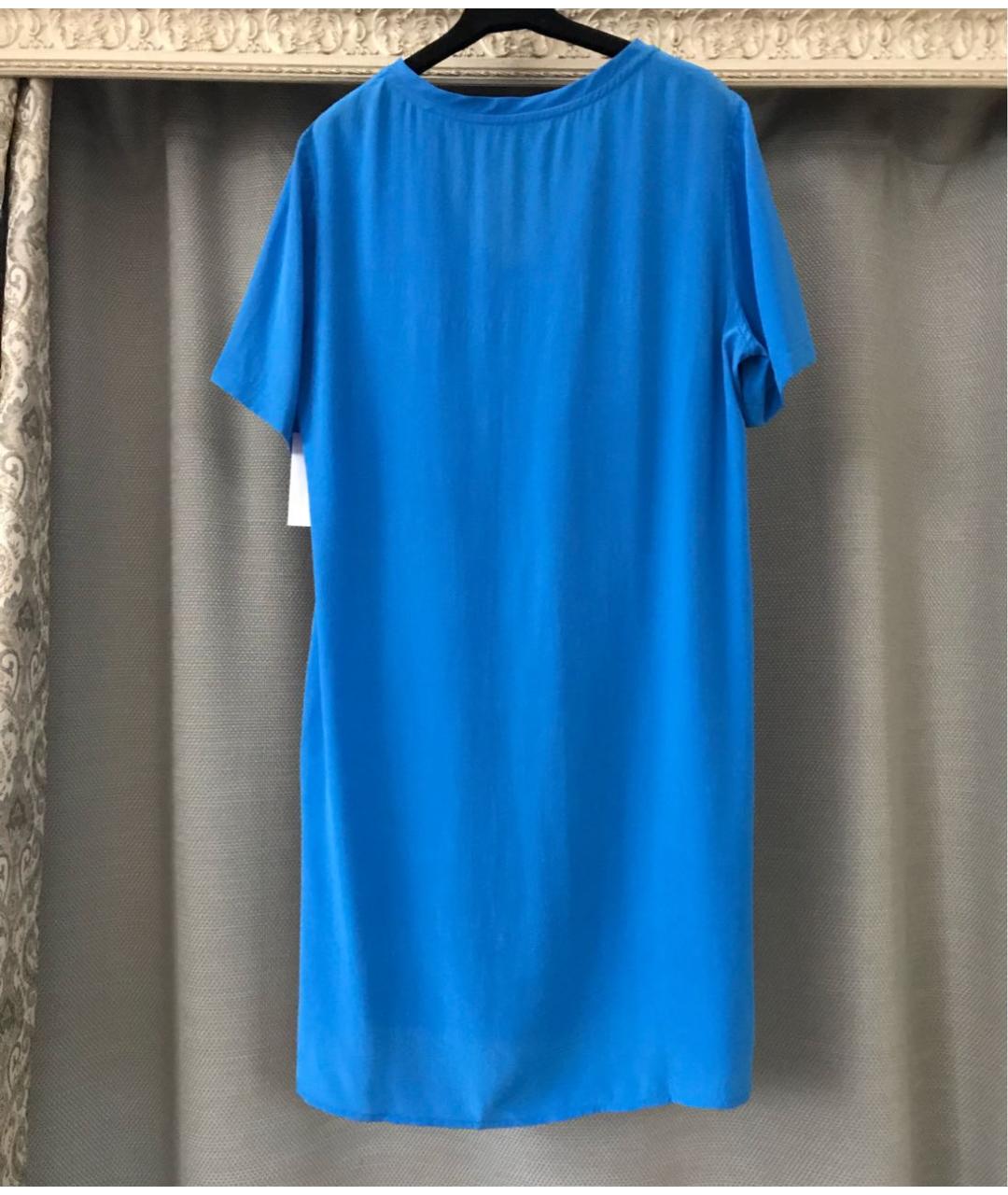EQUIPMENT Синее шелковое повседневное платье, фото 6