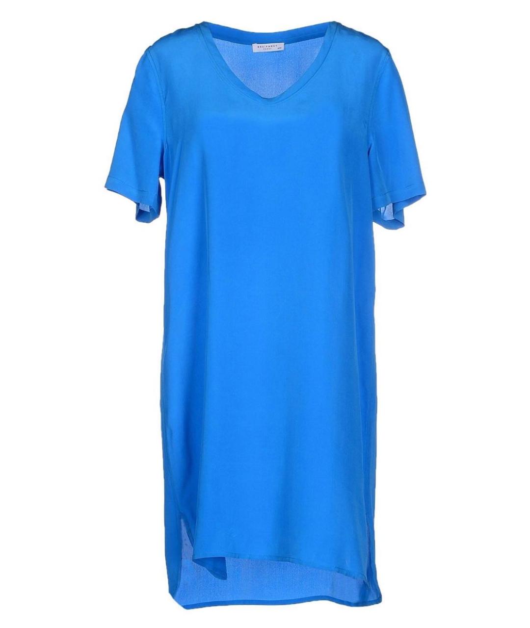 EQUIPMENT Синее шелковое повседневное платье, фото 1