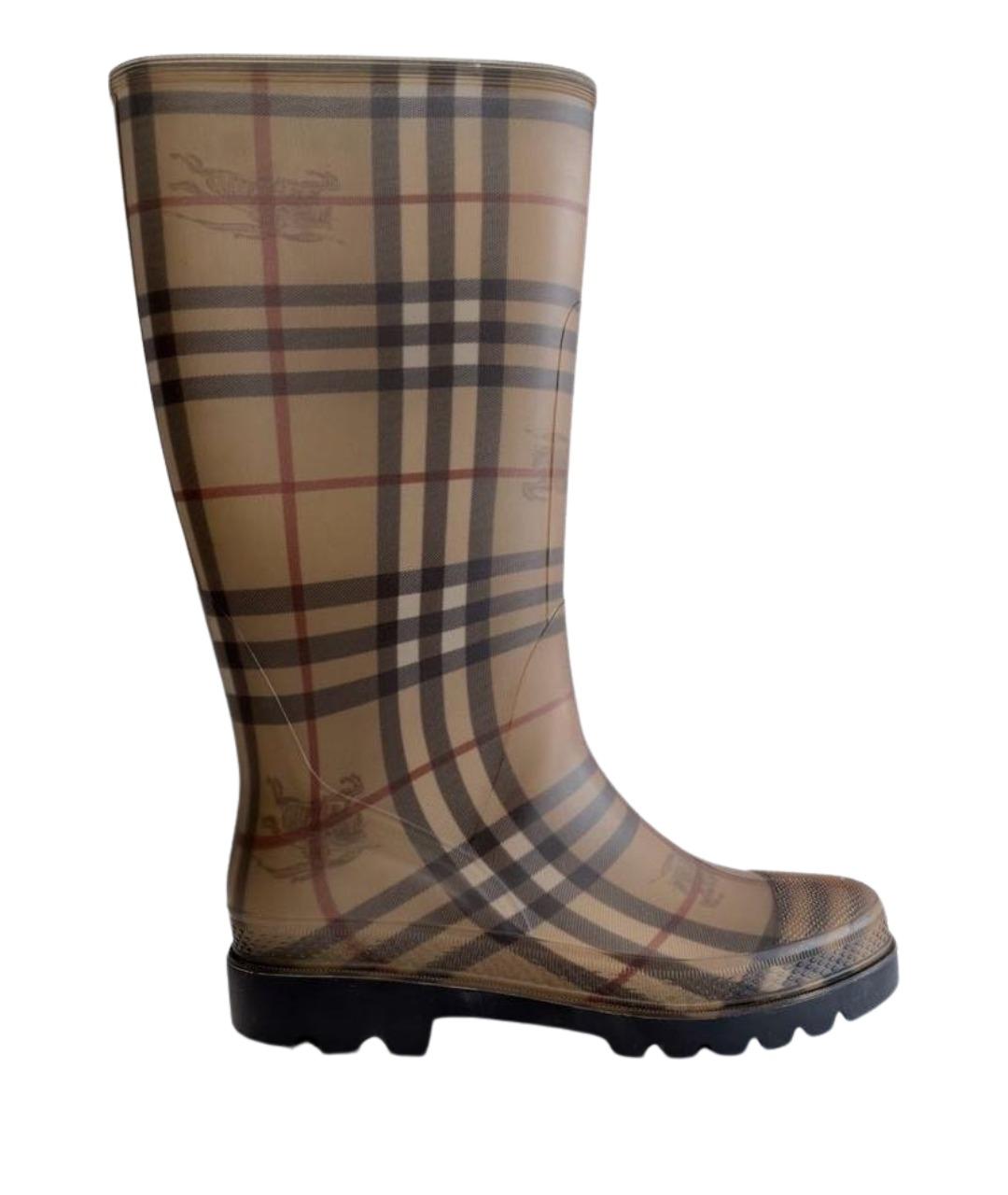 BURBERRY Коричневые резиновые сапоги, фото 1