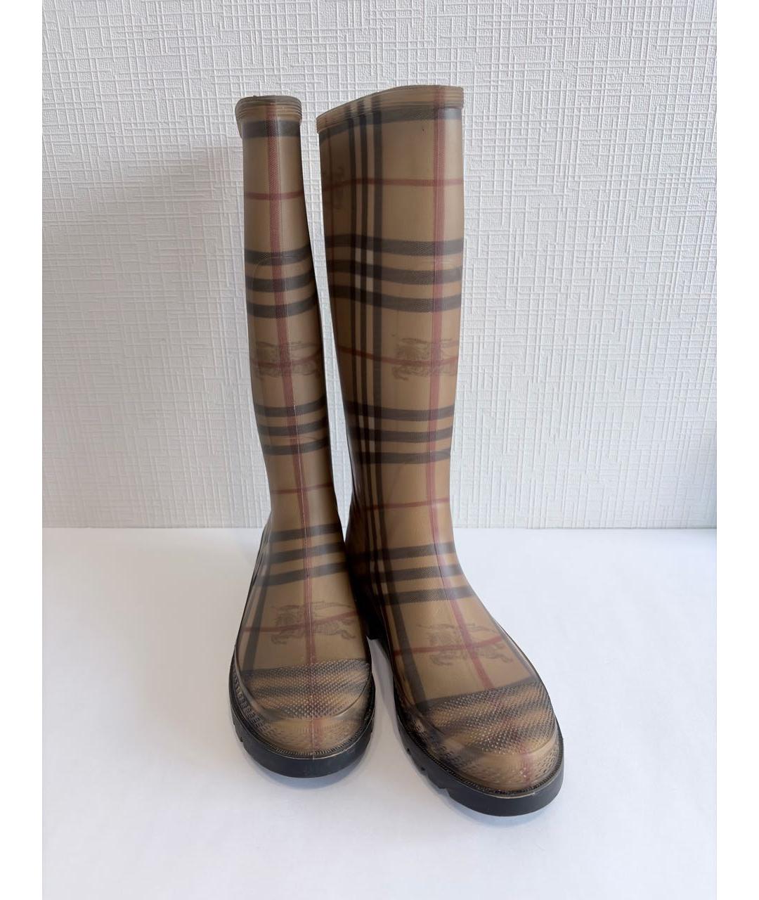 BURBERRY Коричневые резиновые сапоги, фото 3