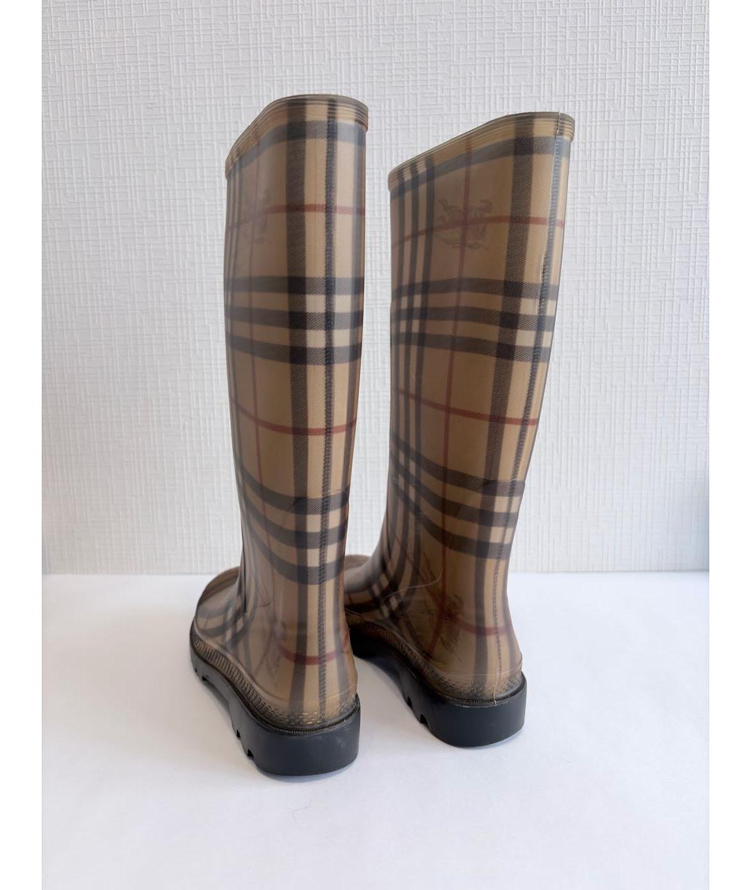 BURBERRY Коричневые резиновые сапоги, фото 5