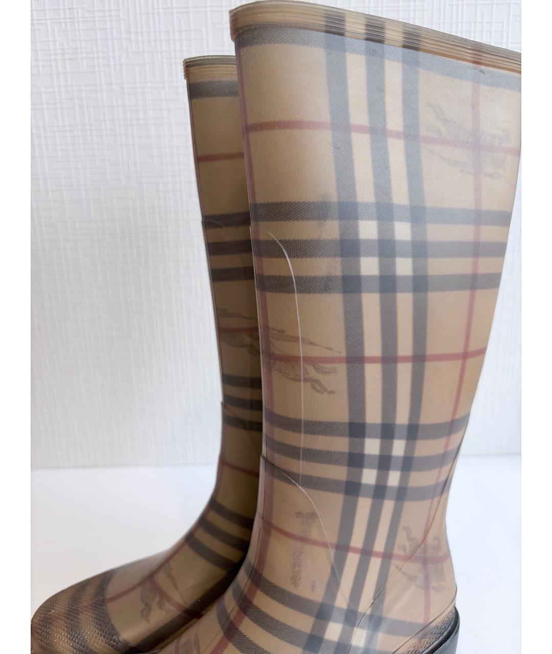 BURBERRY Коричневые резиновые сапоги, фото 7