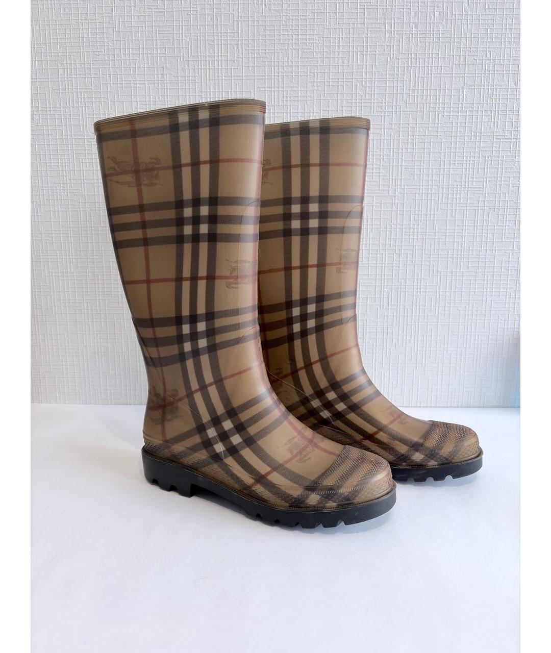 BURBERRY Коричневые резиновые сапоги, фото 2