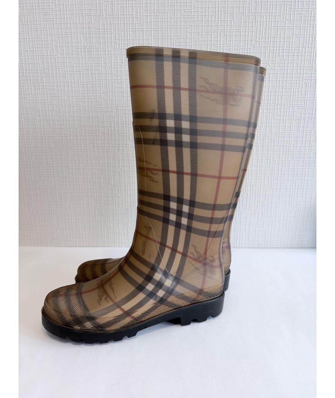 BURBERRY Коричневые резиновые сапоги, фото 4