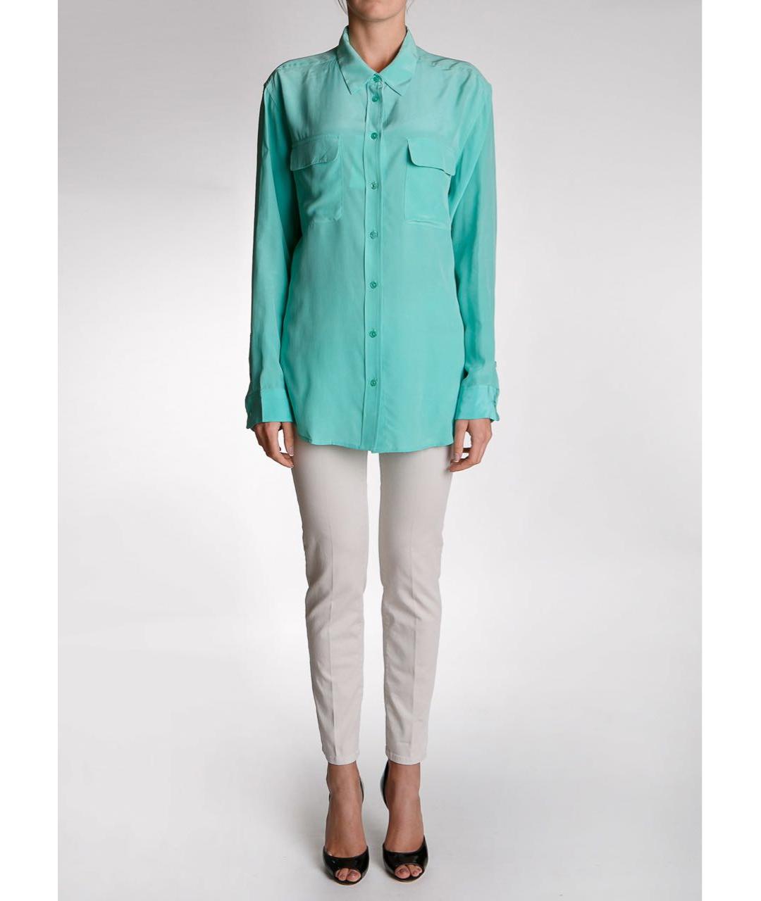 EQUIPMENT Бирюзовая шелковая рубашка, фото 3