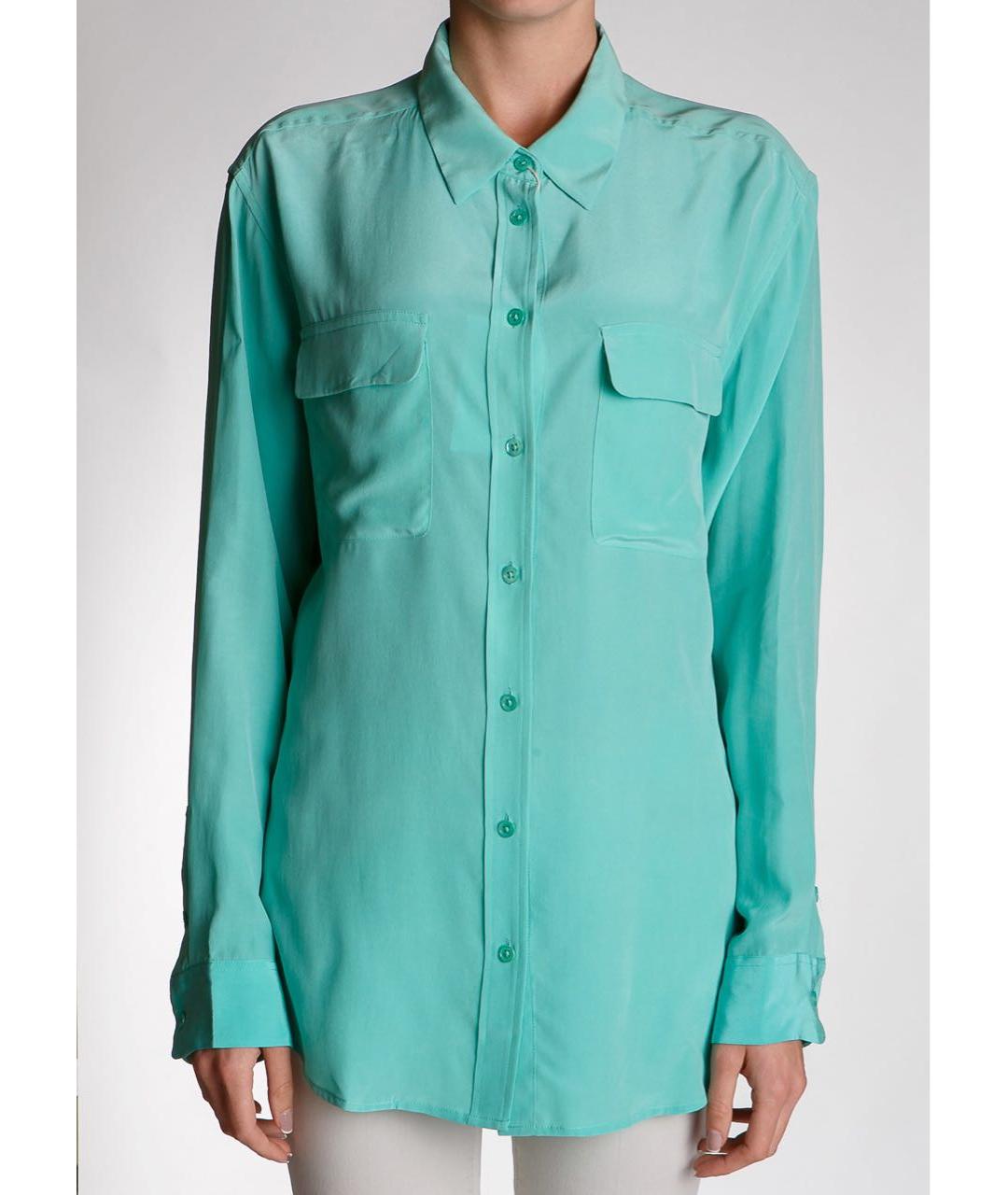 EQUIPMENT Бирюзовая шелковая рубашка, фото 2