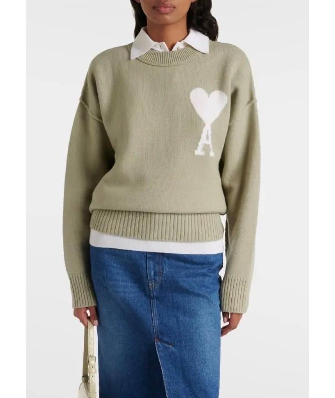 Ami Paris Зеленый шерстяной джемпер / свитер, фото 5