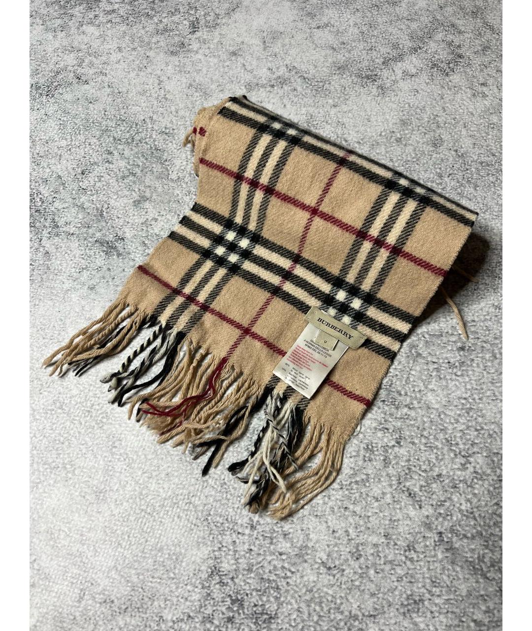 BURBERRY Бежевый шерстяной шарф, фото 4