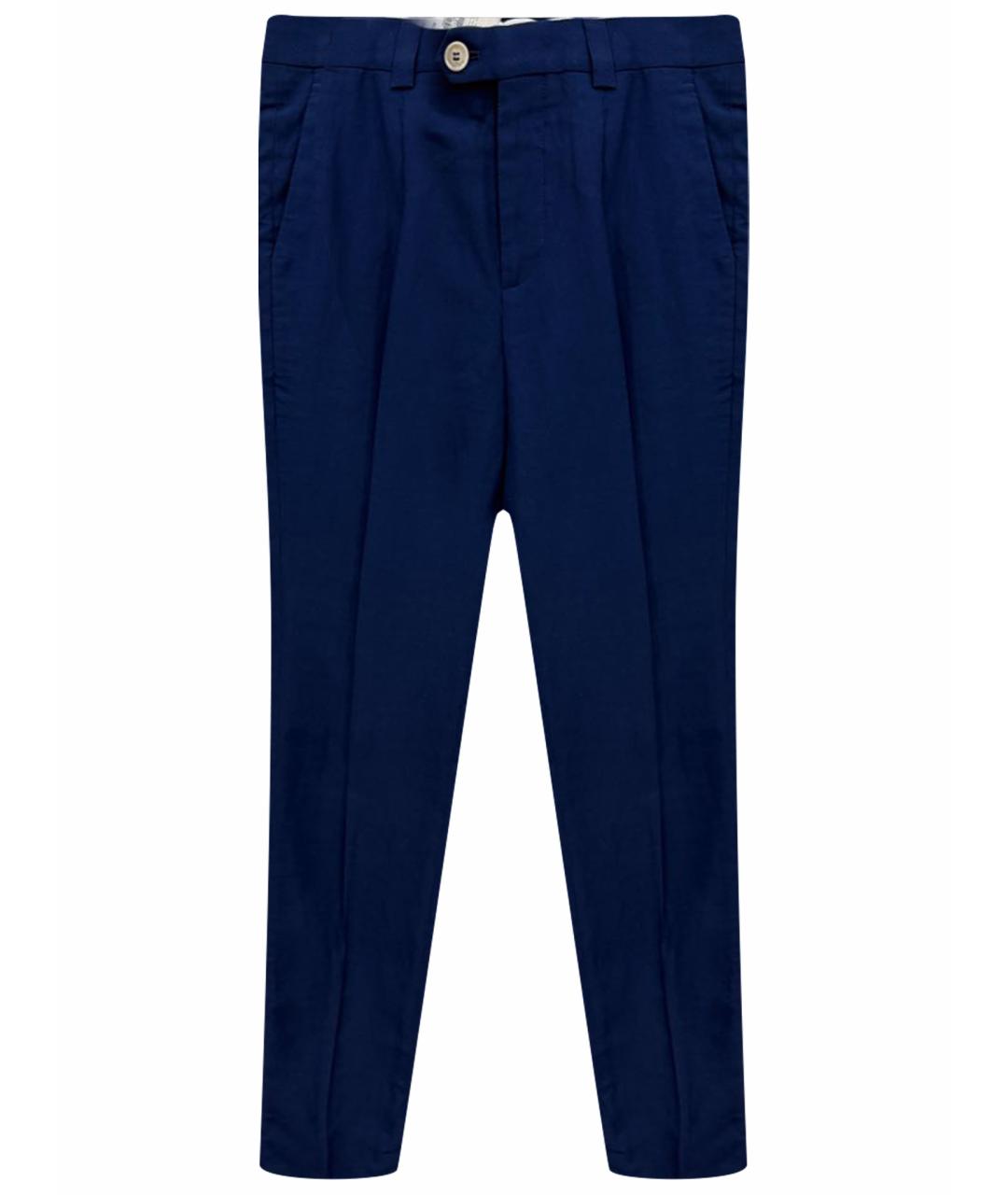 BRUNELLO CUCINELLI Синие льняные повседневные брюки, фото 1