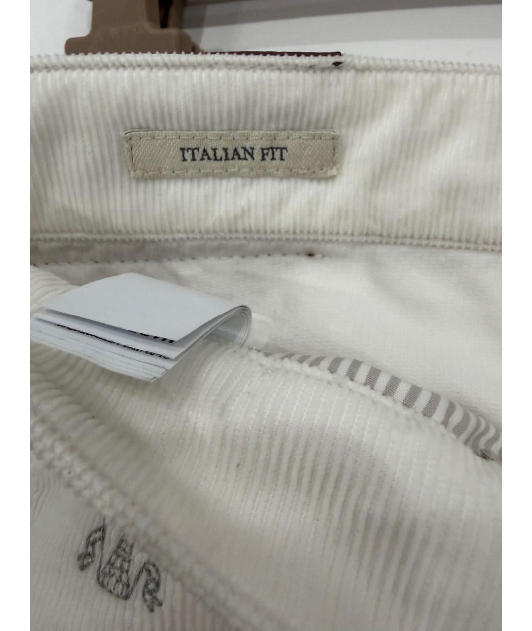 BRUNELLO CUCINELLI Белые хлопковые прямые джинсы, фото 4