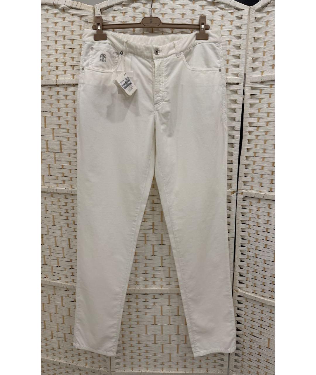 BRUNELLO CUCINELLI Белые хлопковые прямые джинсы, фото 5
