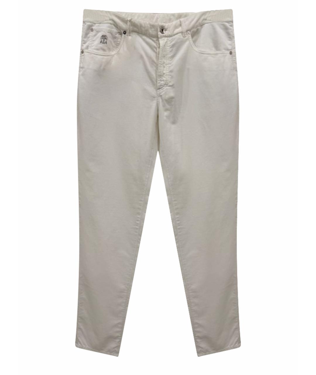 BRUNELLO CUCINELLI Белые хлопковые прямые джинсы, фото 1