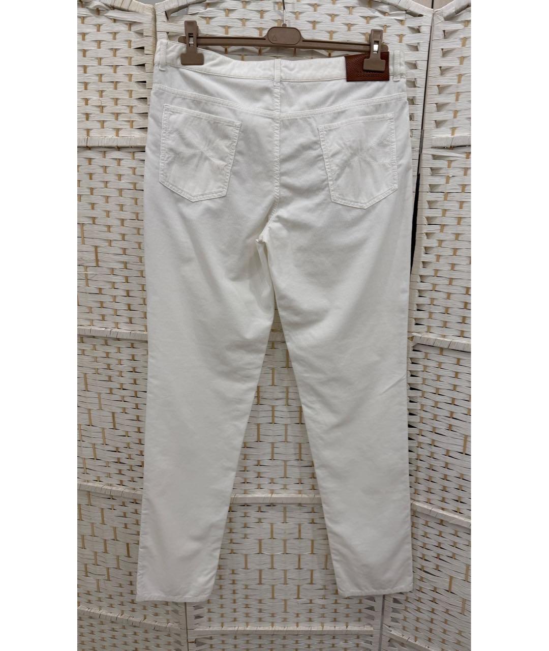 BRUNELLO CUCINELLI Белые хлопковые прямые джинсы, фото 2