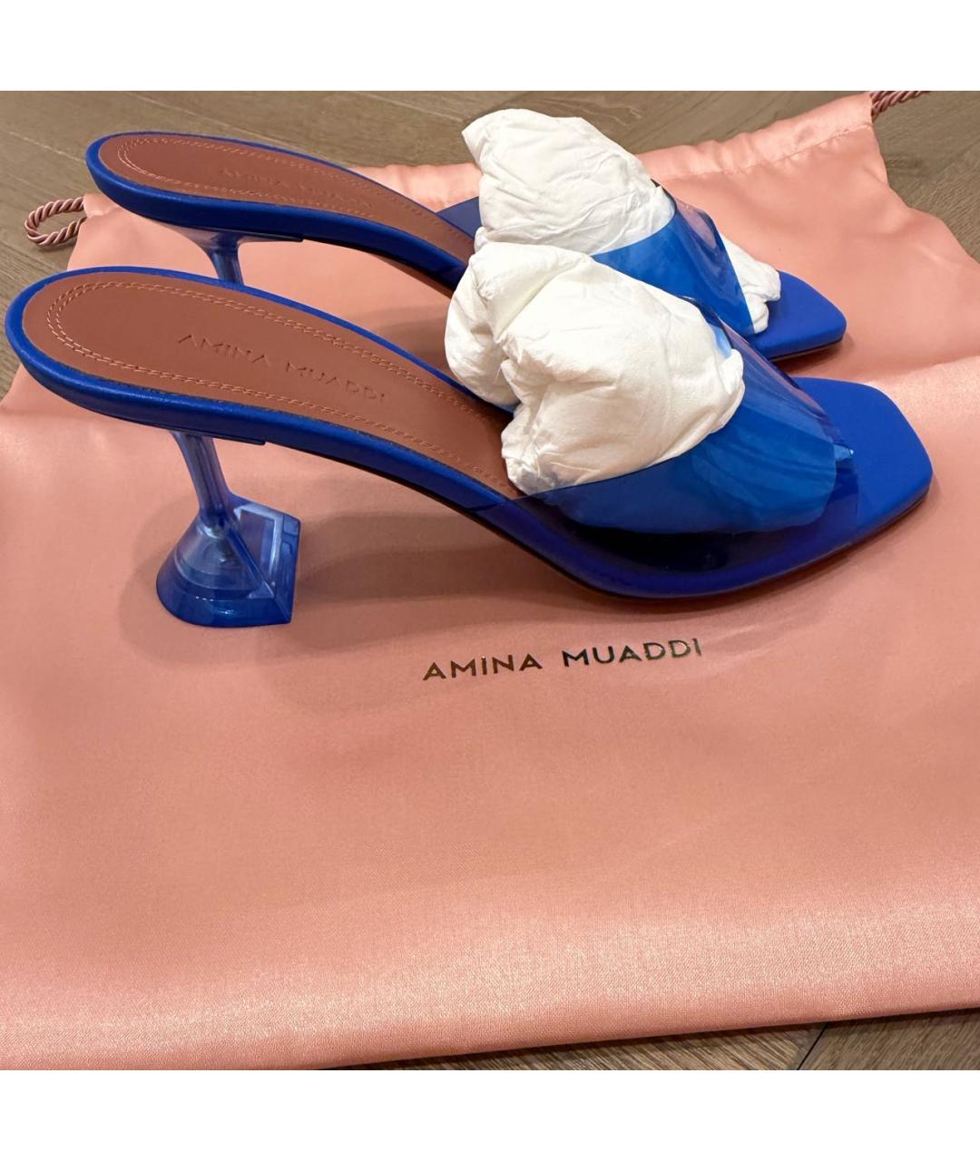 Amina Muaddi Синие резиновые мюли, фото 4