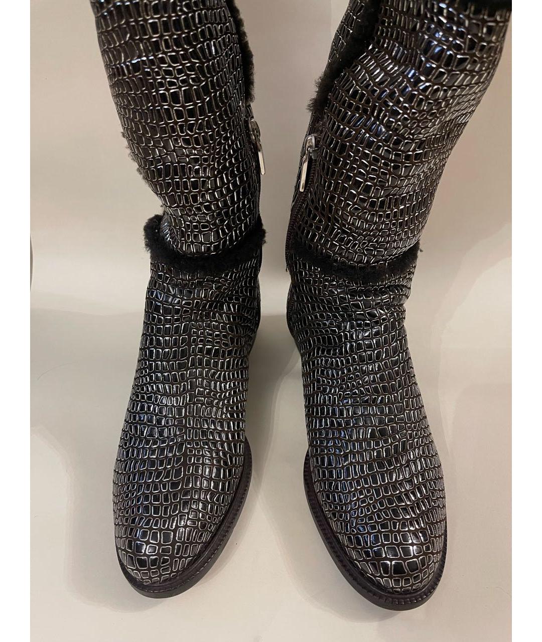 CASADEI Серебряные сапоги из лакированной кожи, фото 3