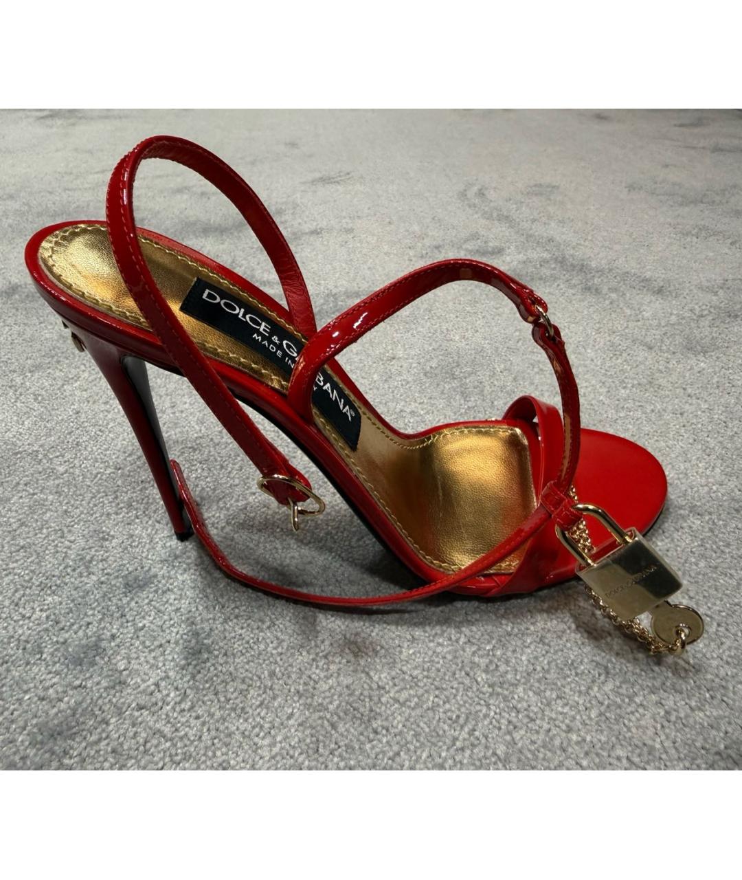 DOLCE&GABBANA Красные босоножки из лакированной кожи, фото 6