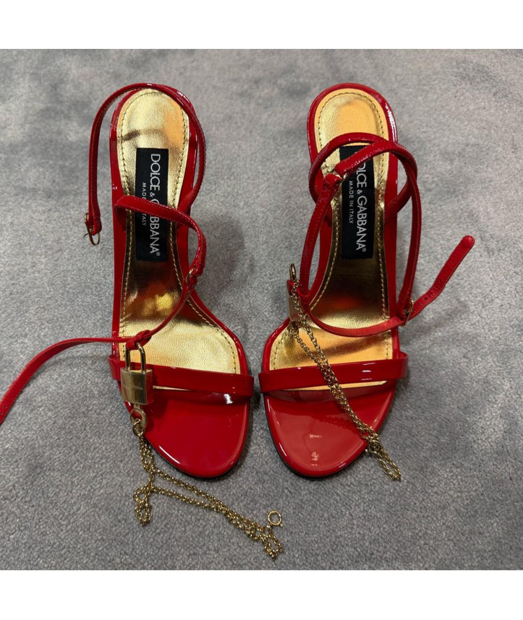 DOLCE&GABBANA Красные босоножки из лакированной кожи, фото 3