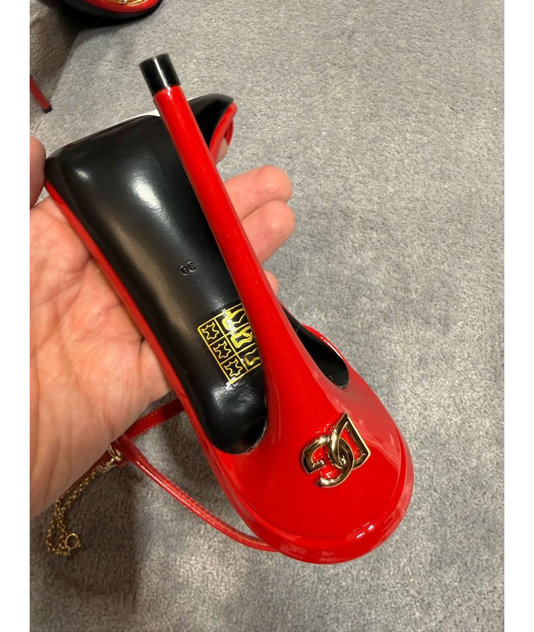 DOLCE&GABBANA Красные босоножки из лакированной кожи, фото 8