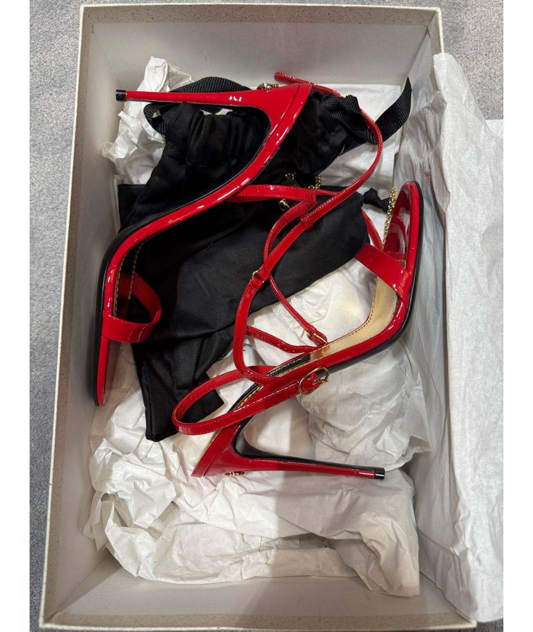 DOLCE&GABBANA Красные босоножки из лакированной кожи, фото 9