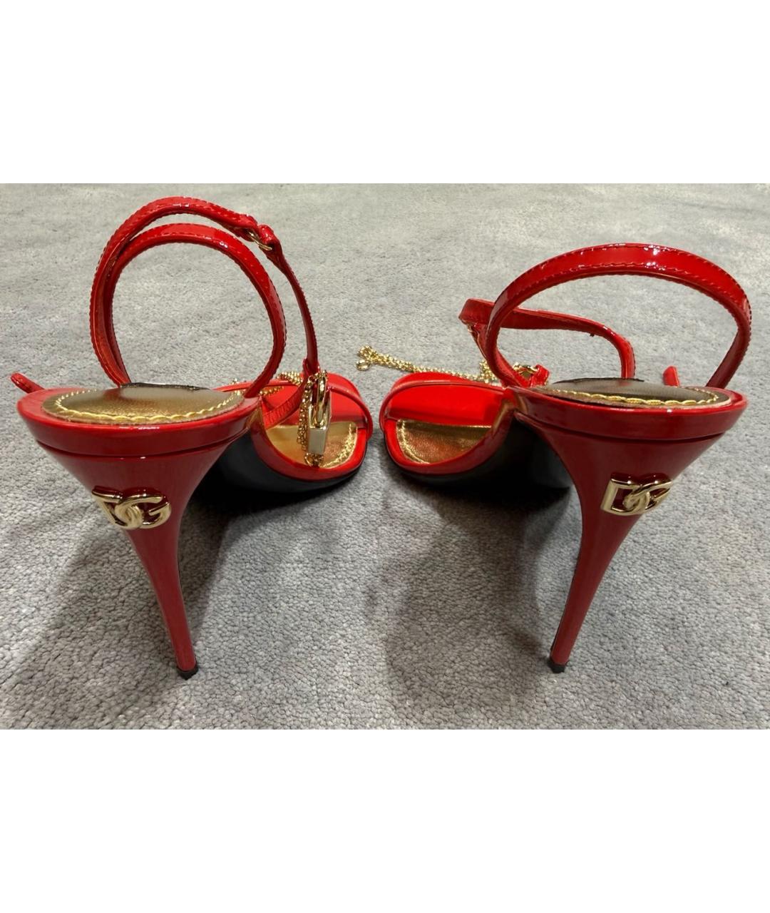 DOLCE&GABBANA Красные босоножки из лакированной кожи, фото 5
