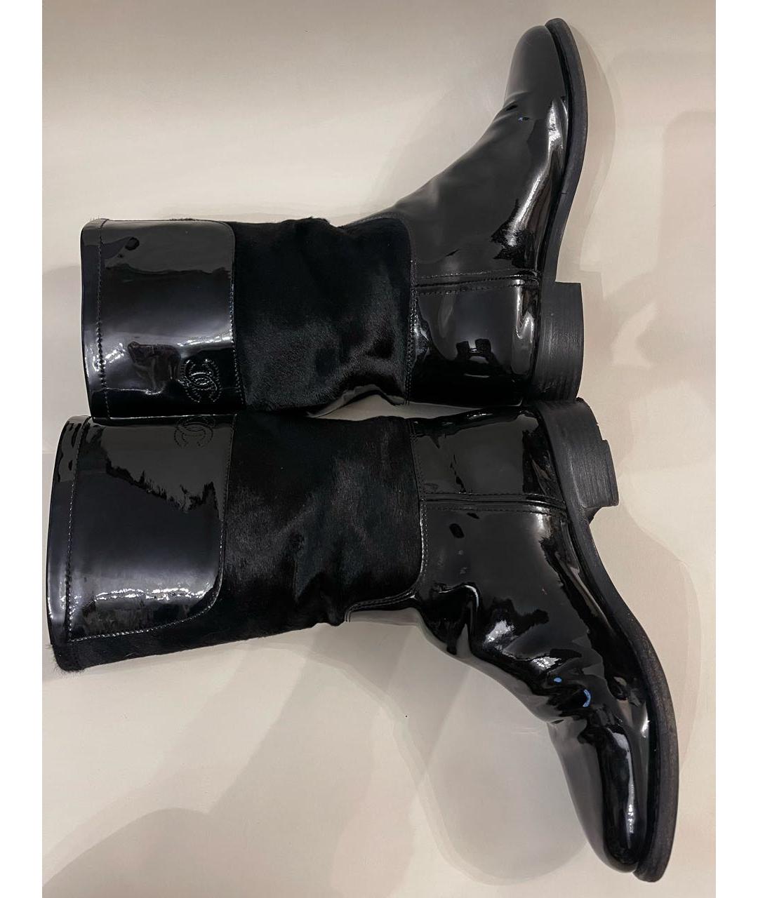 CHANEL Черные полусапоги из лакированной кожи, фото 5
