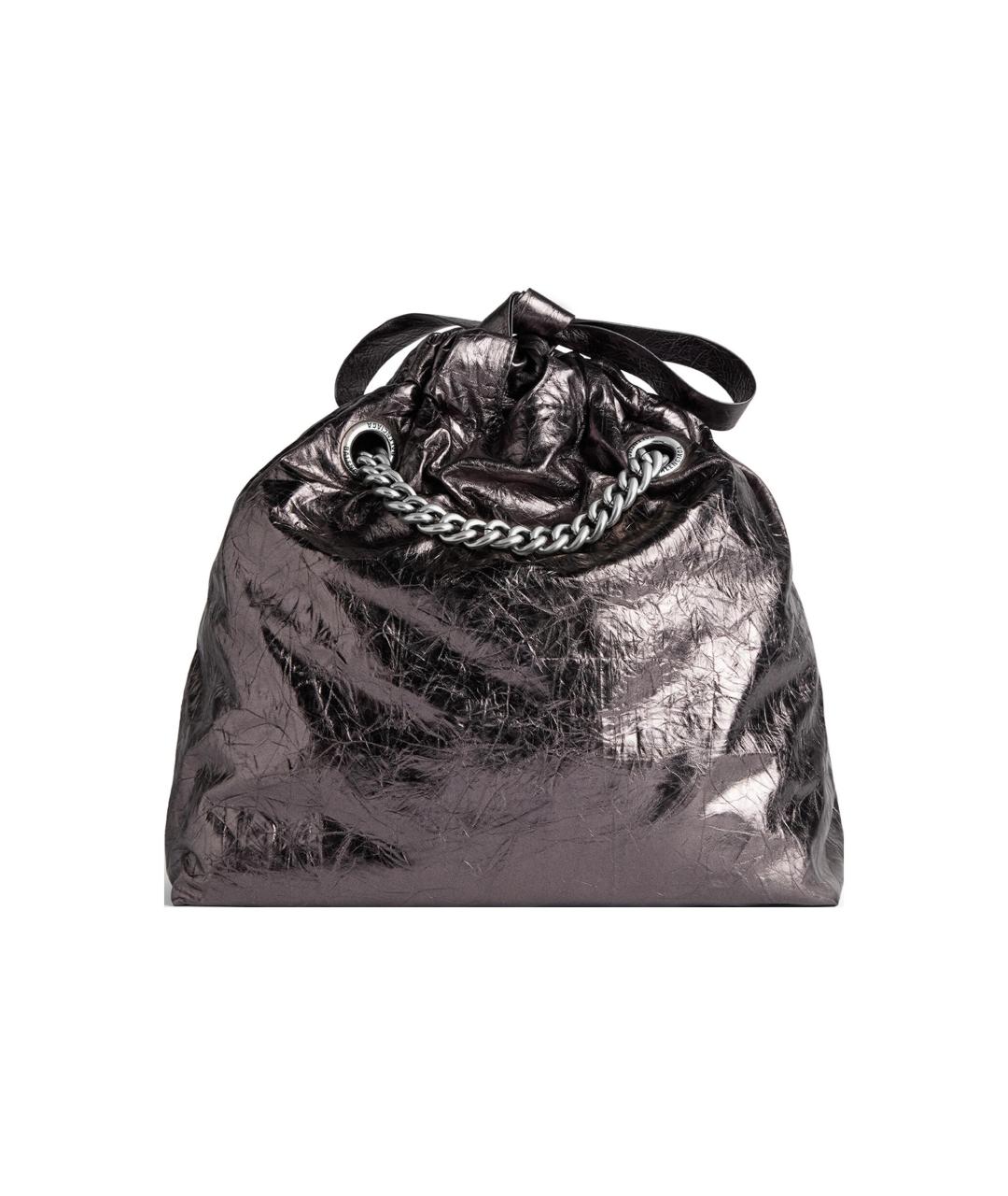 BALENCIAGA Антрацитовая кожаная сумка через плечо, фото 4