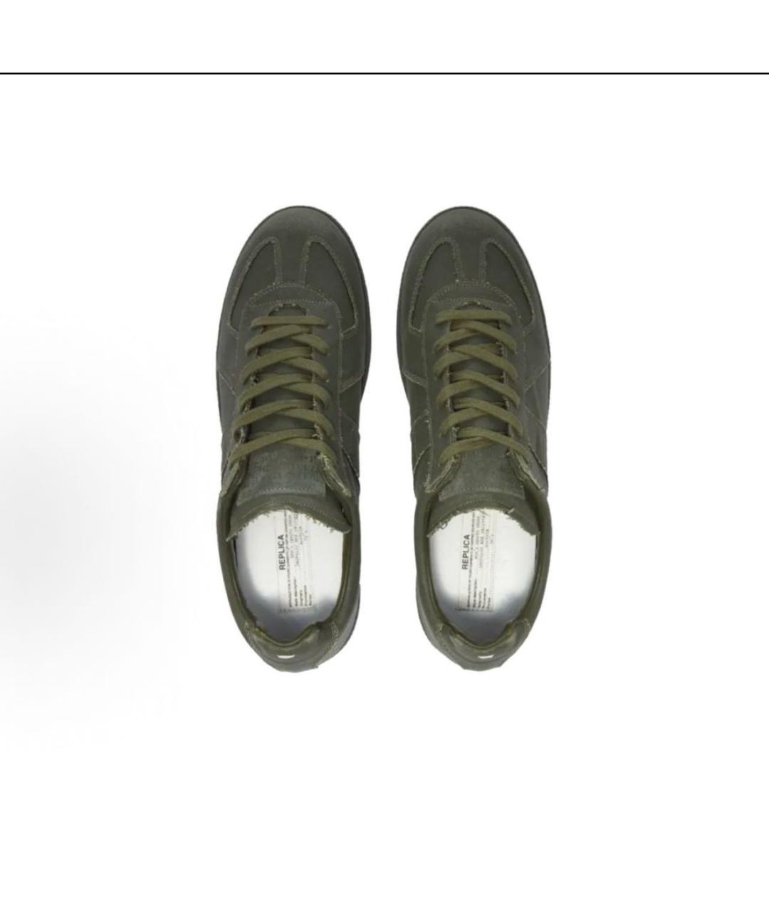 MAISON MARGIELA Хаки замшевые кеды, фото 3