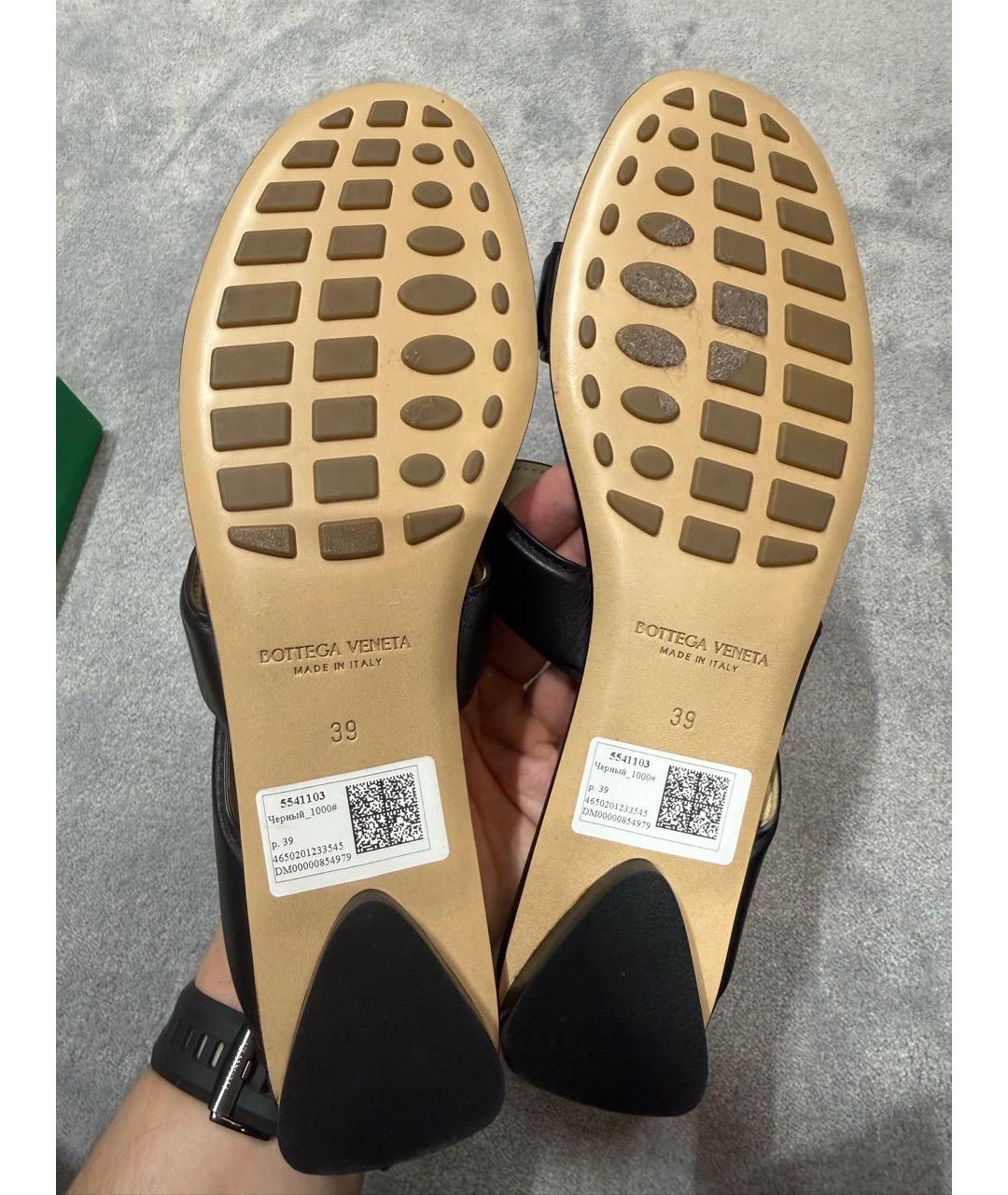 BOTTEGA VENETA Черные кожаные шлепанцы, фото 6