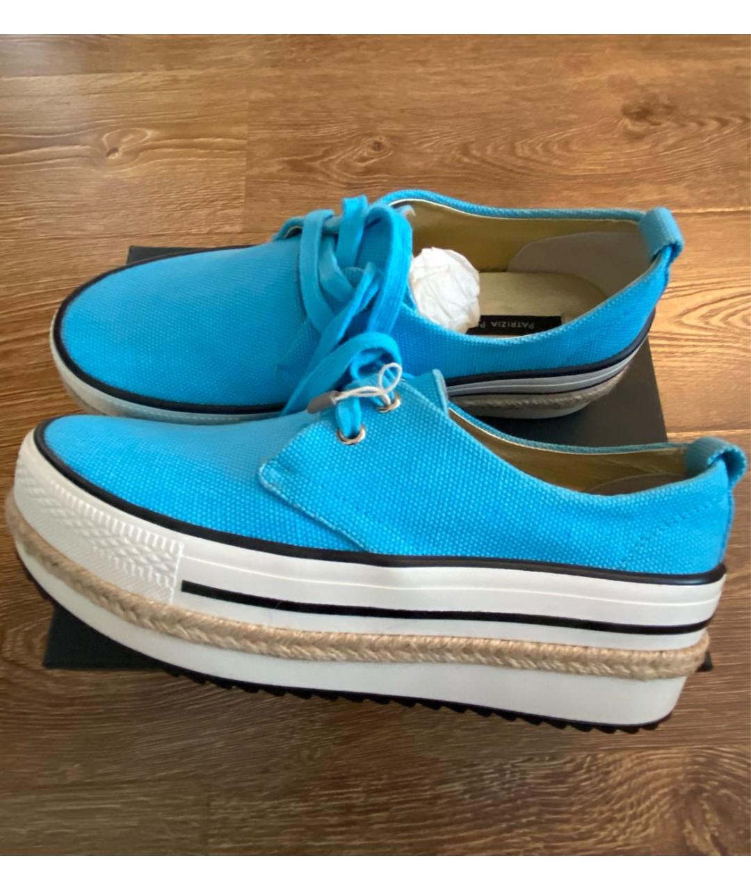 PATRIZIA PEPE Бирюзовые текстильные кеды, фото 3