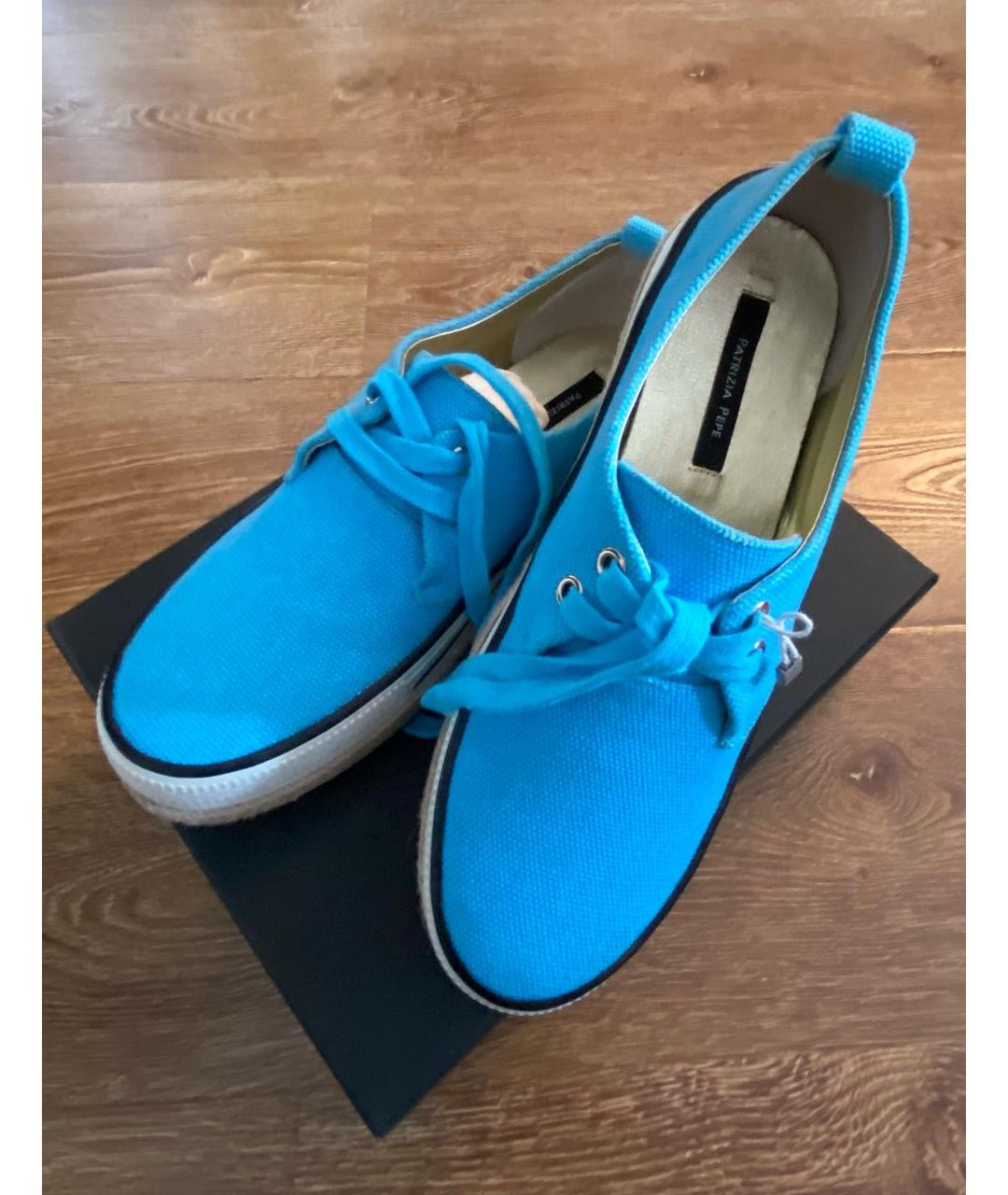 PATRIZIA PEPE Бирюзовые текстильные кеды, фото 4