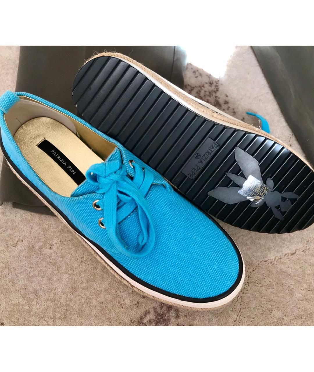 PATRIZIA PEPE Бирюзовые текстильные кеды, фото 2