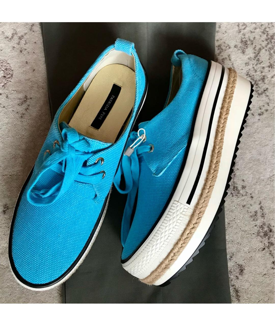 PATRIZIA PEPE Бирюзовые текстильные кеды, фото 5