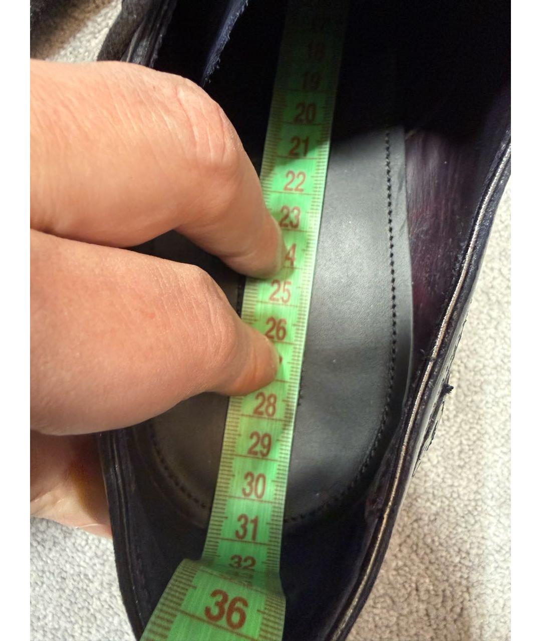 DOLCE&GABBANA Темно-синие кожаные низкие ботинки, фото 8