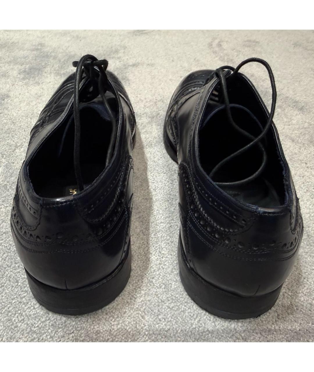 DOLCE&GABBANA Темно-синие кожаные низкие ботинки, фото 4