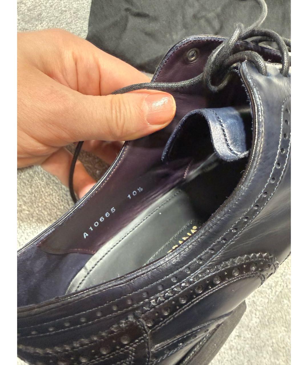 DOLCE&GABBANA Темно-синие кожаные низкие ботинки, фото 7