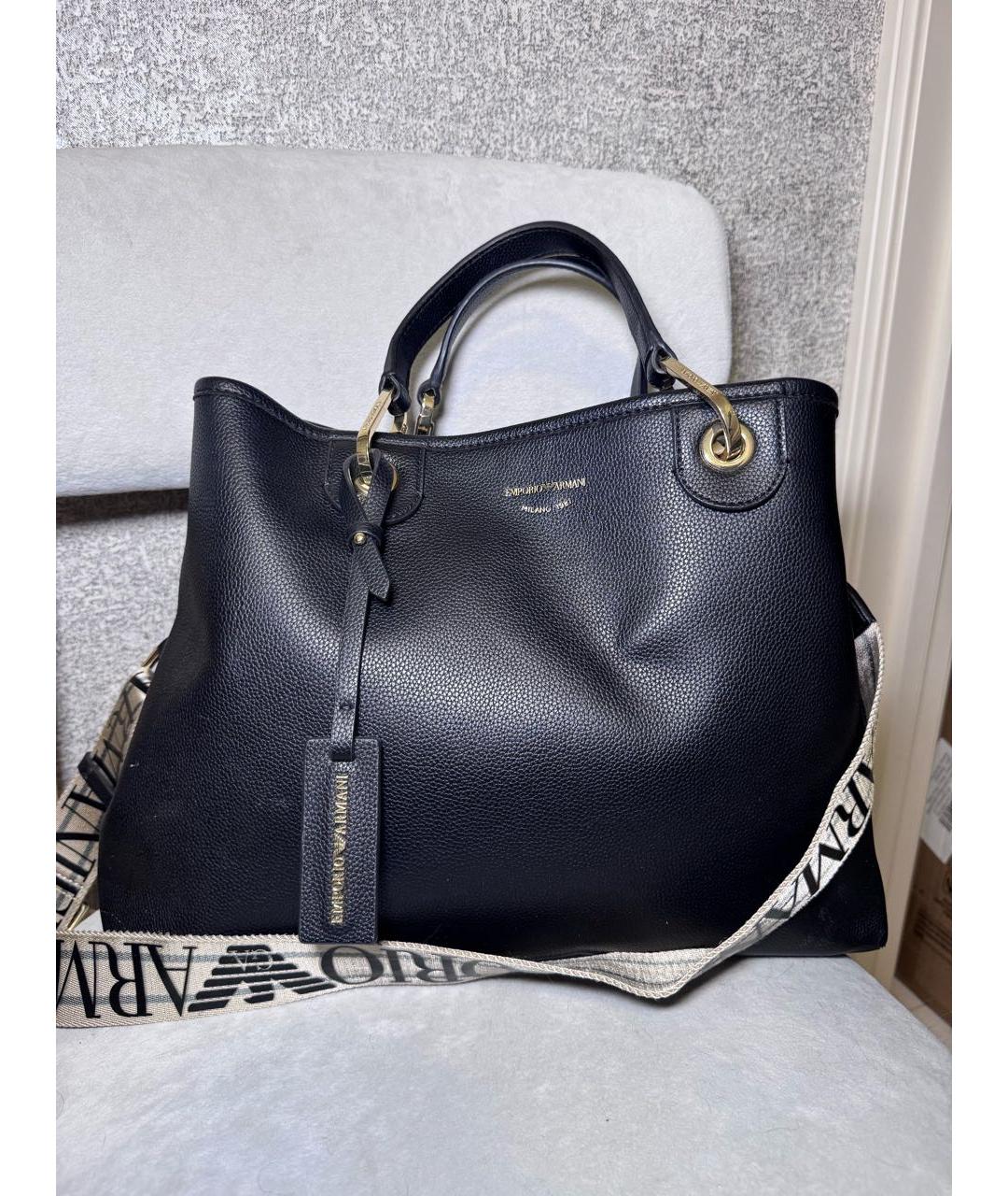 ARMANI EXCHANGE Черная сумка тоут из искусственной кожи, фото 4