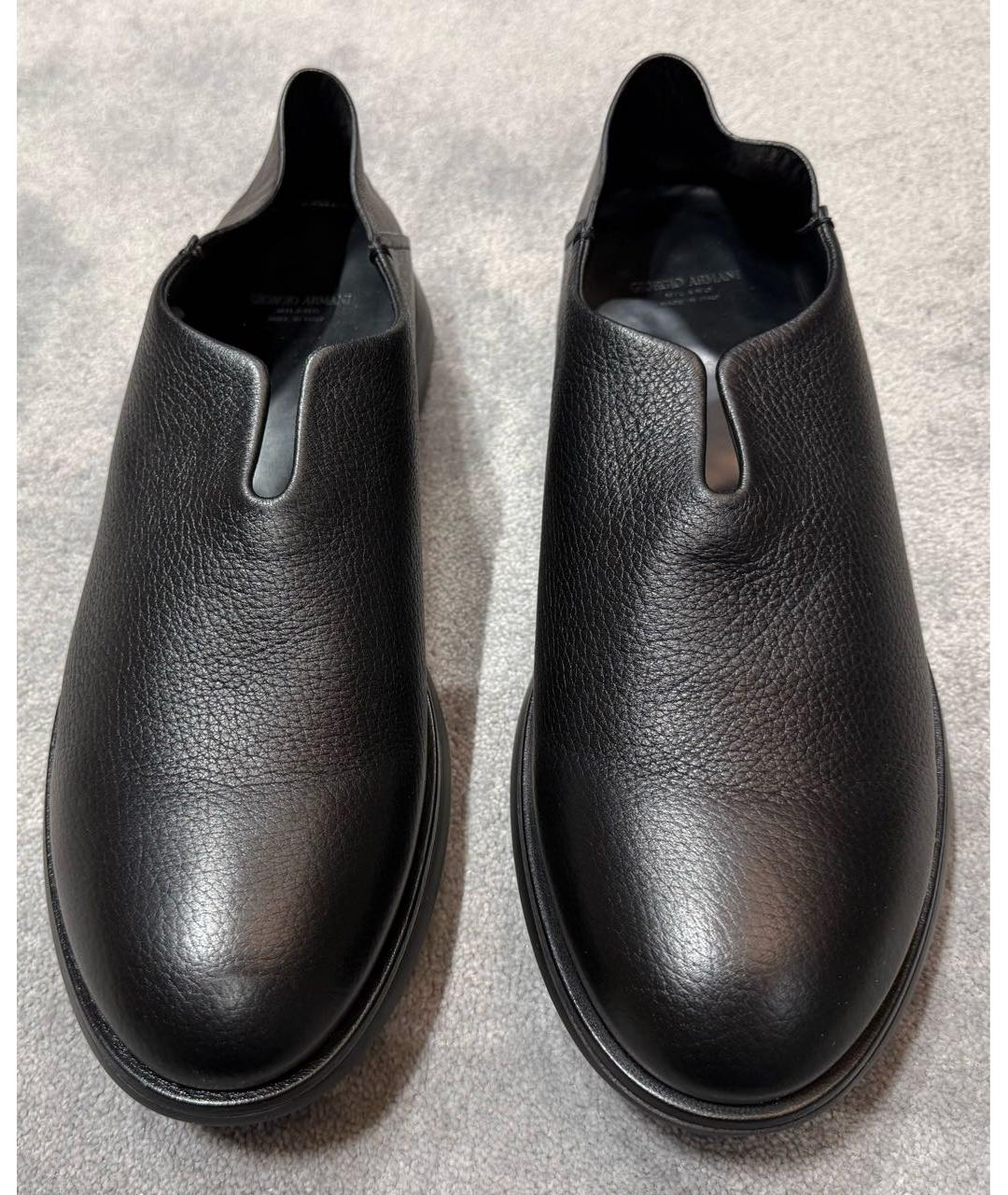 GIORGIO ARMANI Черные кожаные низкие ботинки, фото 2